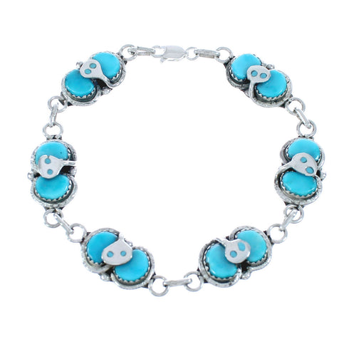 Native American Zuni Sterling Silver Turquoise Snake Bracelet JX122240